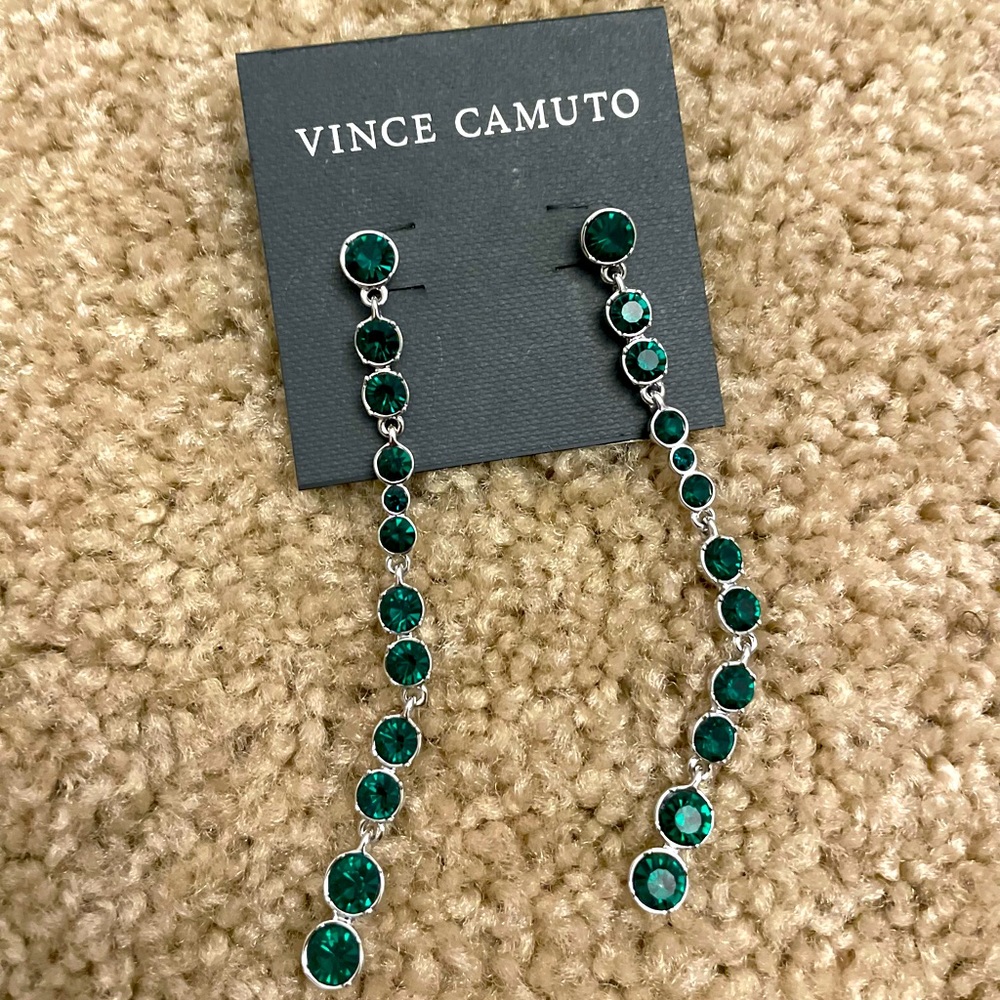 Vince Camuto Emerald spheres Hang Earrings